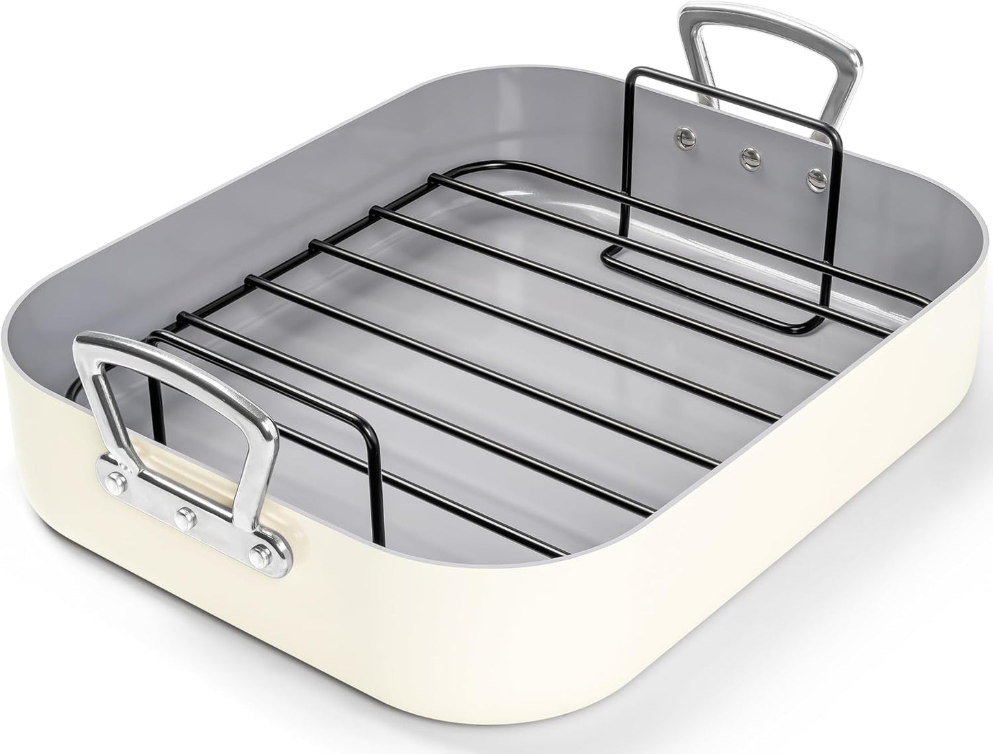 MICHELANGELO Ceramic Roasting Pan with Rack for Perfect Roasts