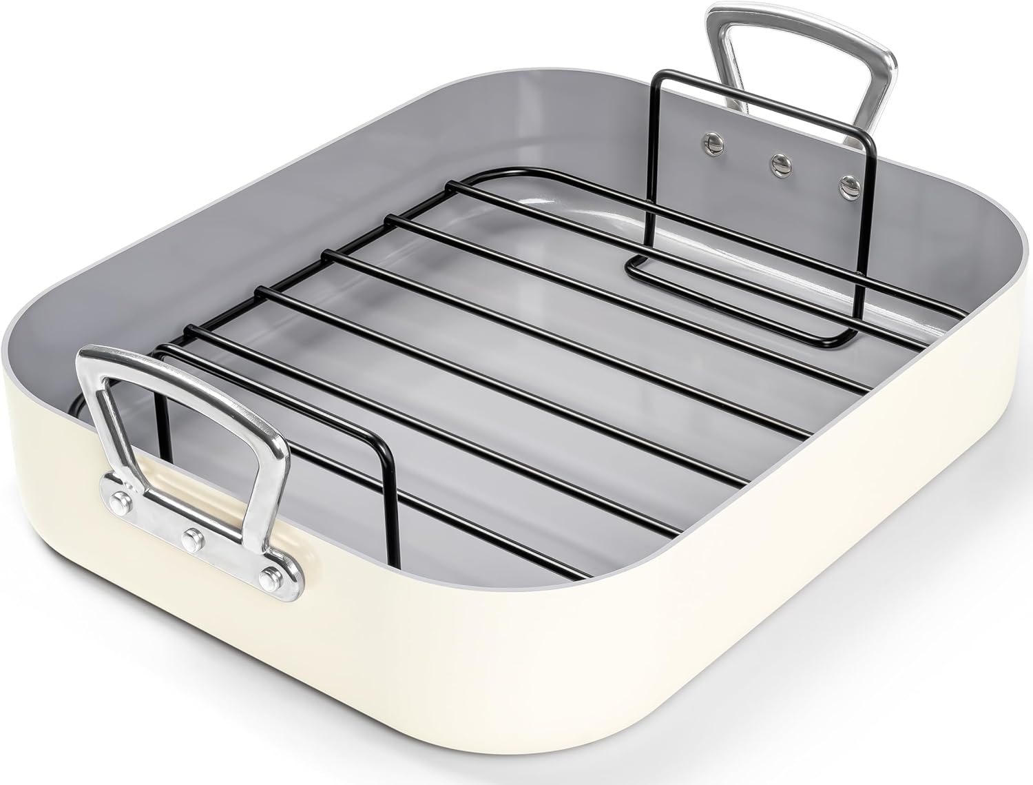 MICHELANGELO Ceramic Roasting Pan with Rack for Perfect Roasts