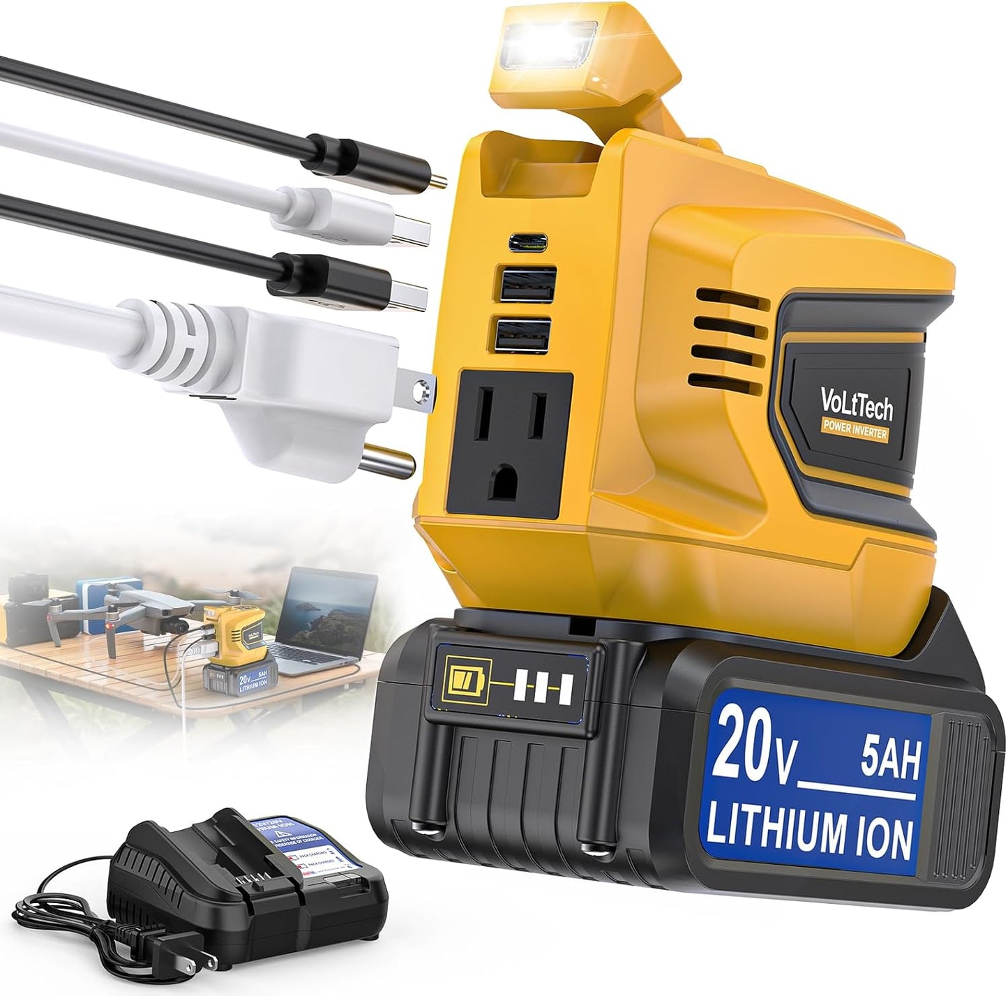 200W Power Inverter for Dewalt 20V - Portable Power Station