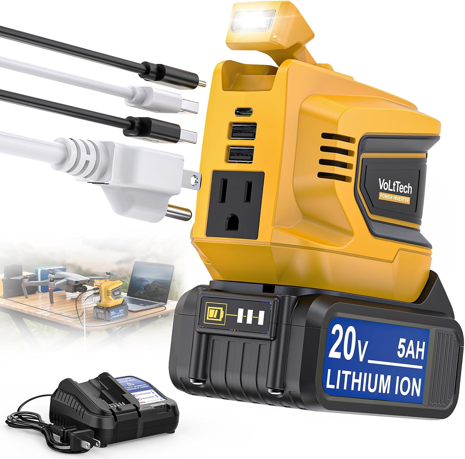 200W Power Inverter for Dewalt 20V - Portable Power Station