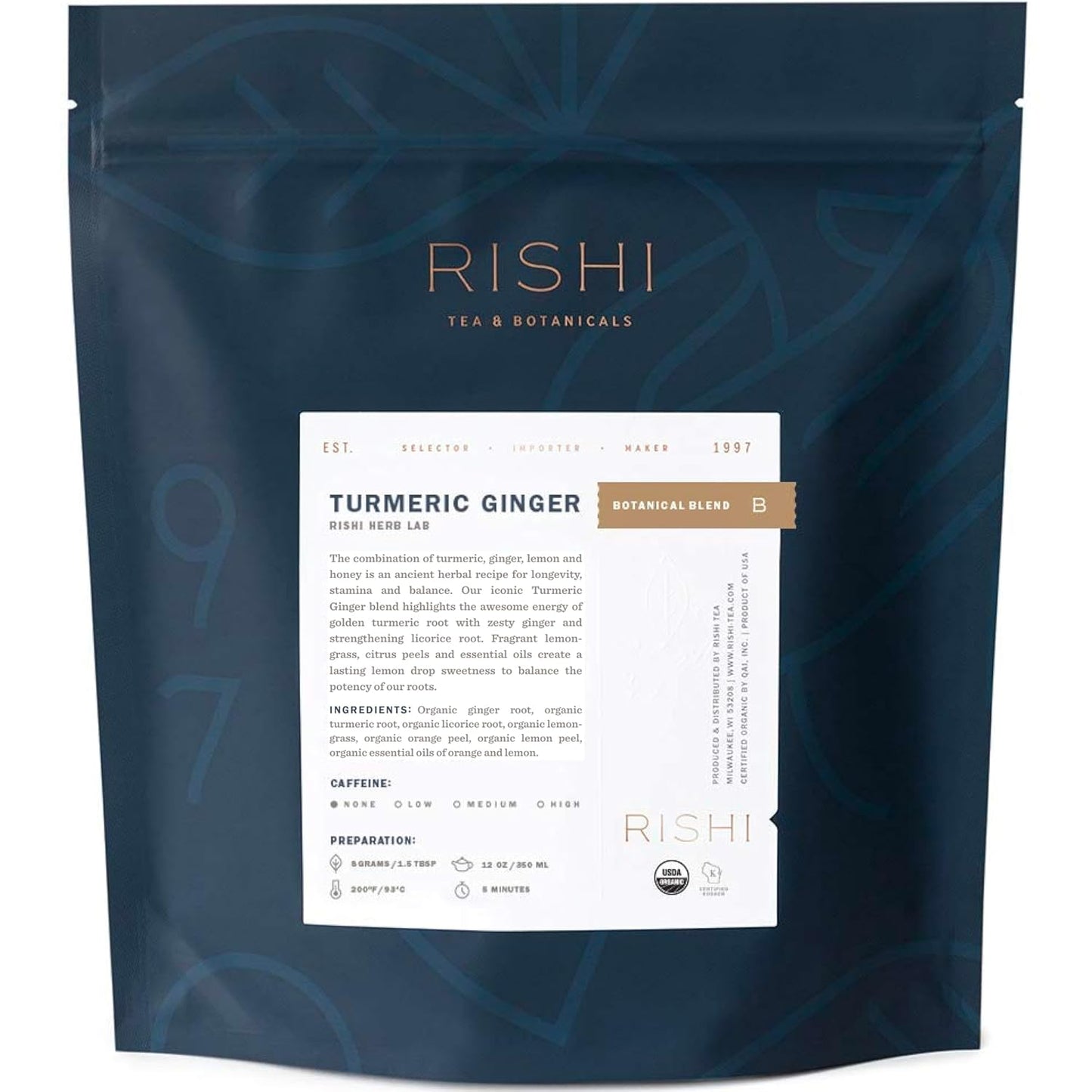 Rishi Tea Turmeric Ginger Herbal Tea - Organic Loose Leaf Blend