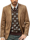 PJ PAUL JONES Mens Suede Blazer Jacket Casual Two-Button Sport Coat