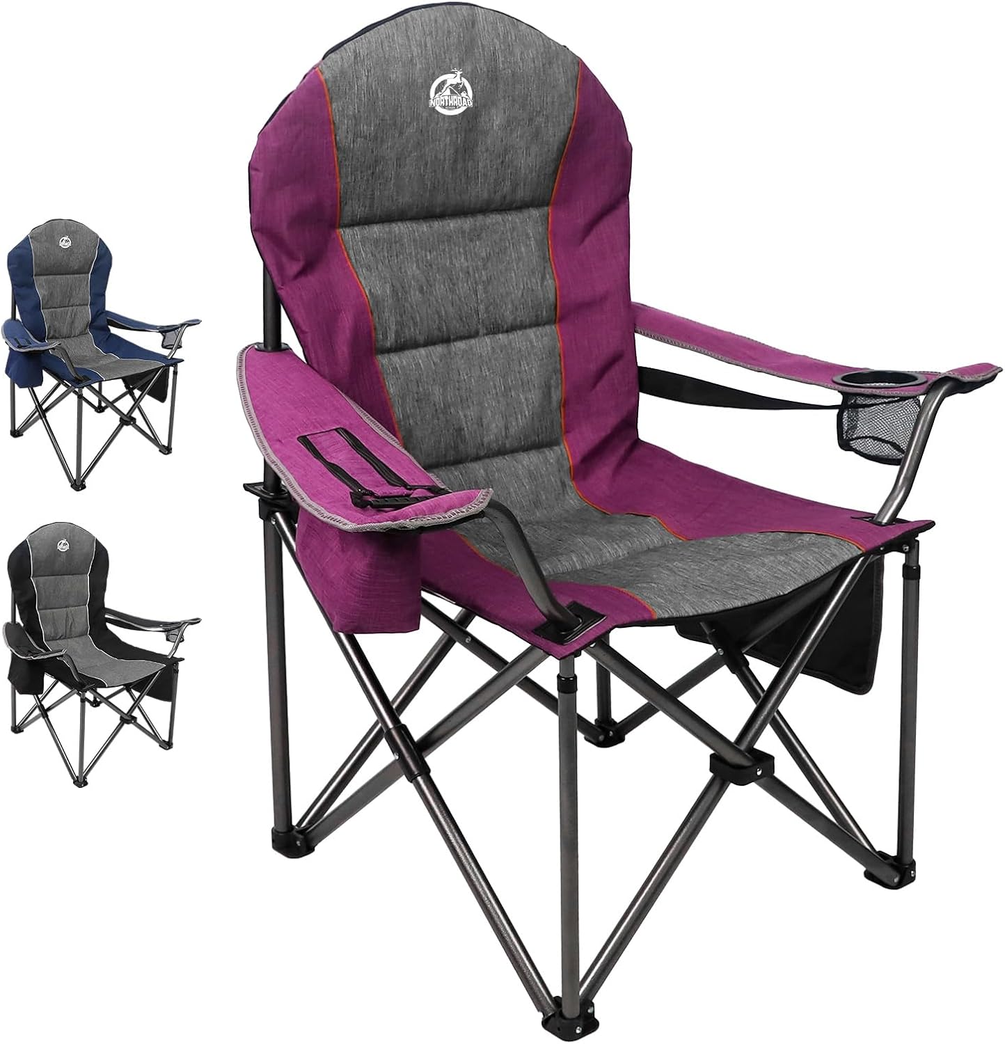 Oversized Portable Camping Chair with Lumbar Support and Cooler