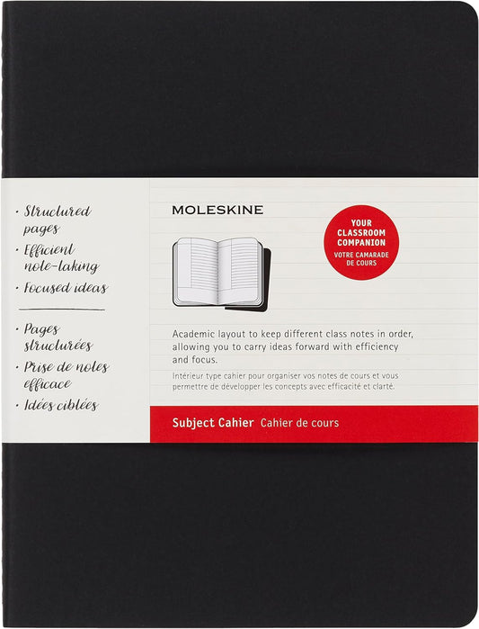 3-Pack Moleskine Cahier Journals, Large, Ruled, Black - 80 Pages