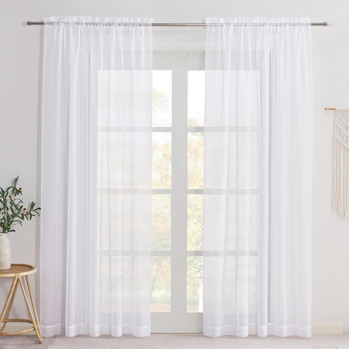 NICETOWN Soft Voile Sheer Curtains - Elegant Living Room/Bedroom Drapes