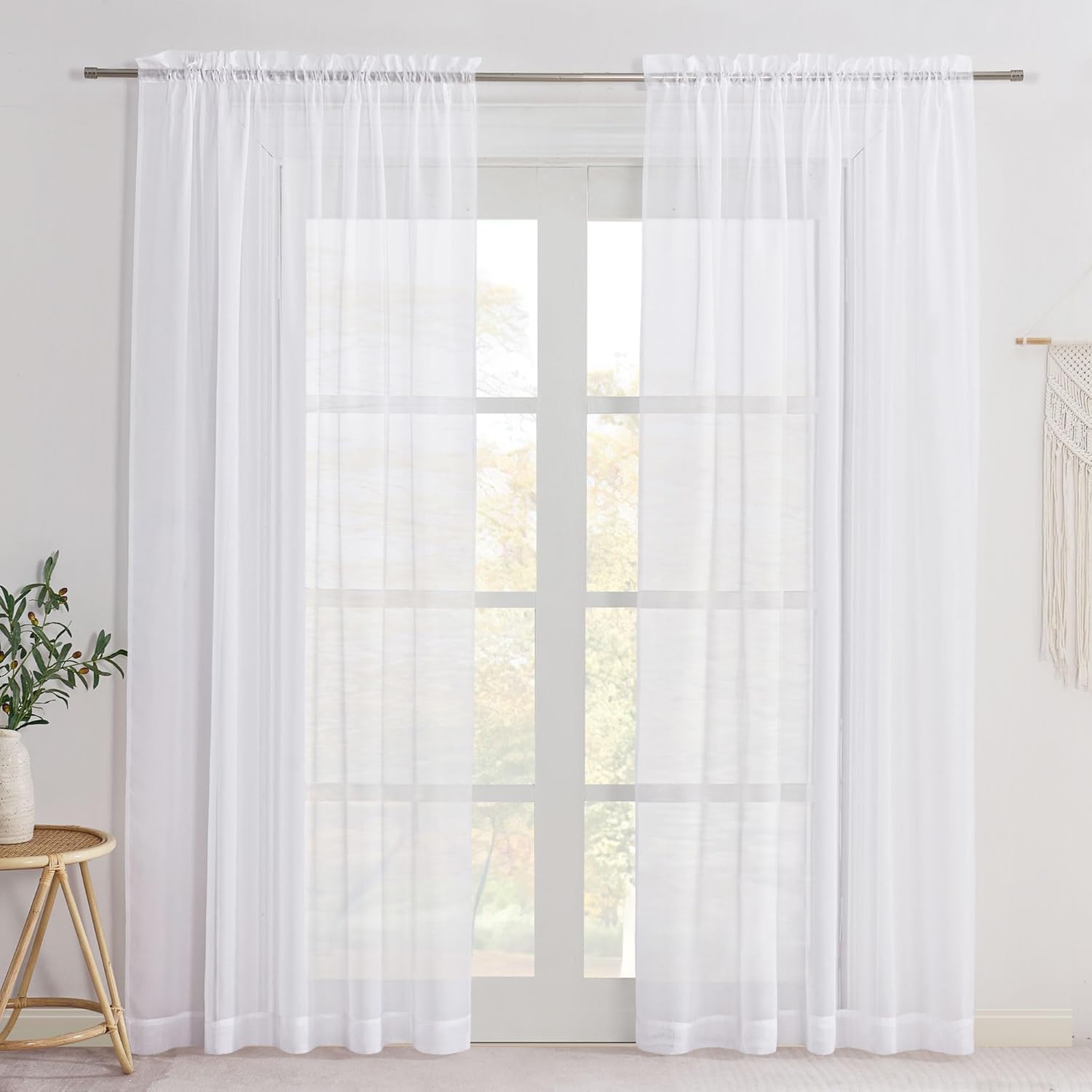 NICETOWN Soft Voile Sheer Curtains - Elegant Living Room/Bedroom Drapes