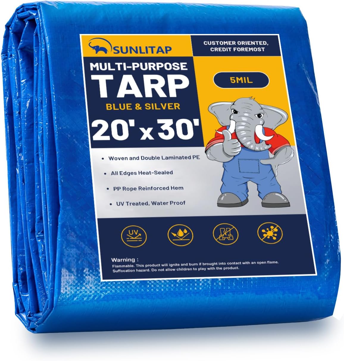 20x30Ft Waterproof Poly Tarp Cover for All Weather Protection