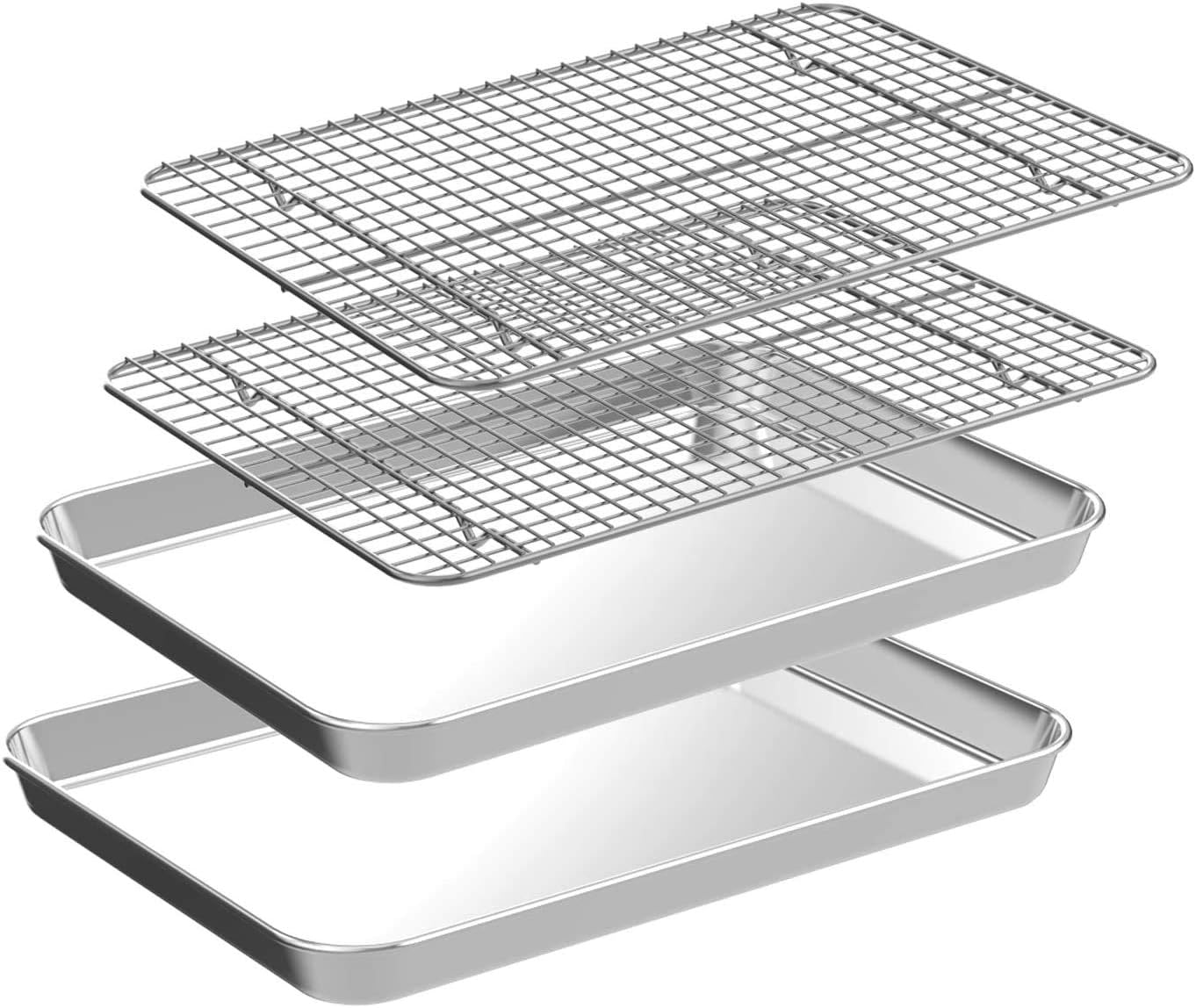 Half Sheet Pans with Rack Set for Baking and Cooking Needs