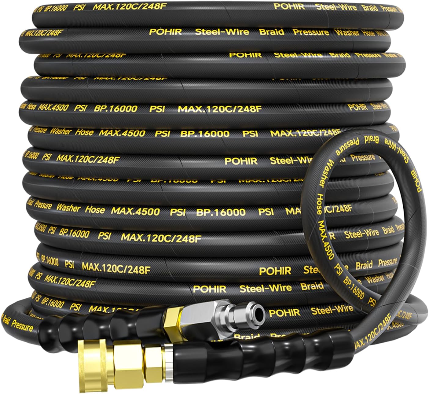 POHIR Pressure Washer Hose 50ft 4500PSI for Heavy Duty Use