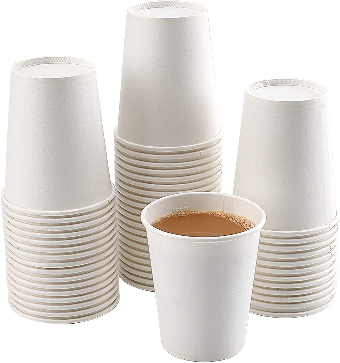 50 Pack 8 Oz White Disposable Coffee Cups by Luxki