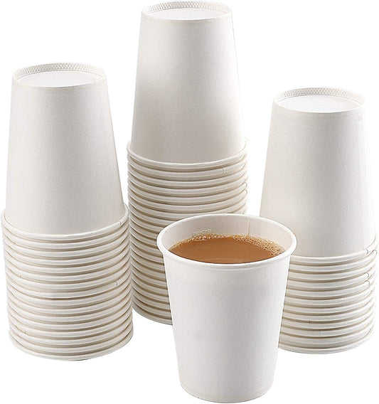 50 Pack 8 Oz White Disposable Coffee Cups by Luxki