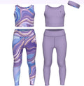 Girls Athletic Leggings and Crop Tank 5pc Set - Comfortable Activewear