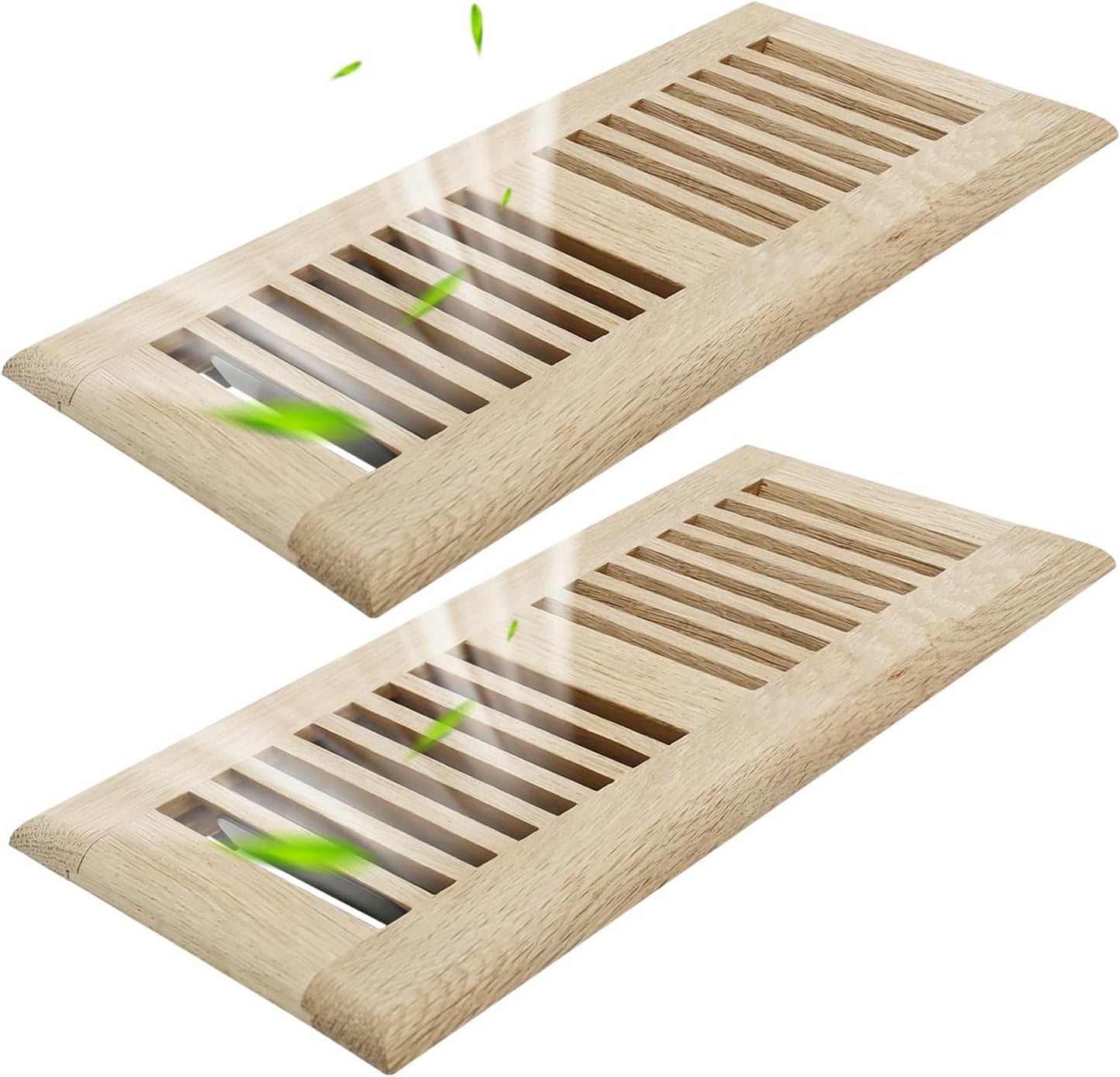 2PC 4x10 Inch White Oak Wood Floor Register Vents Cover
