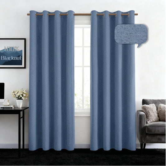 Stone Blue 100% Blackout Curtains for Total Darkness and Style