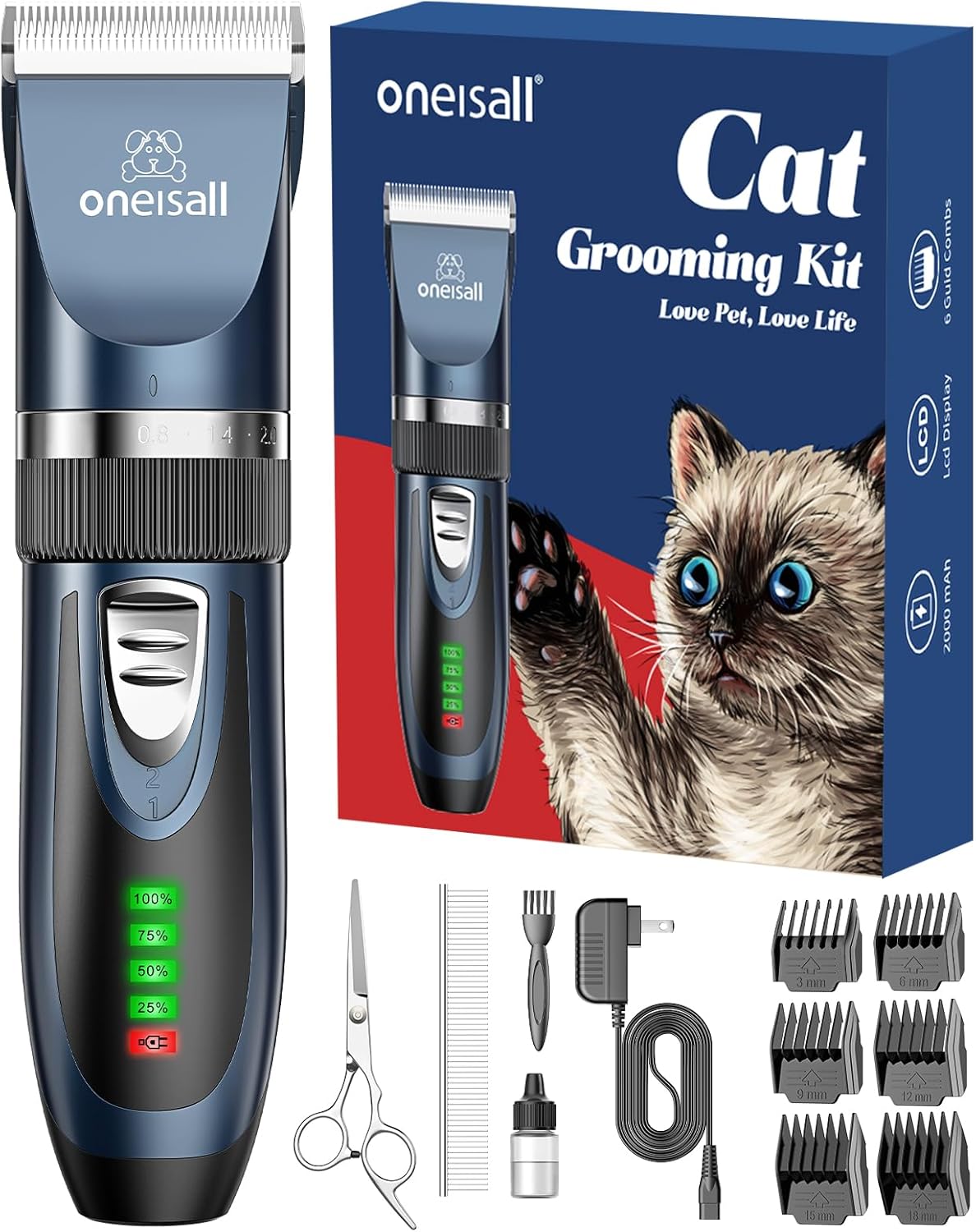 Quiet Cat Clippers for Matted & Long Hair - Cordless Grooming Kit