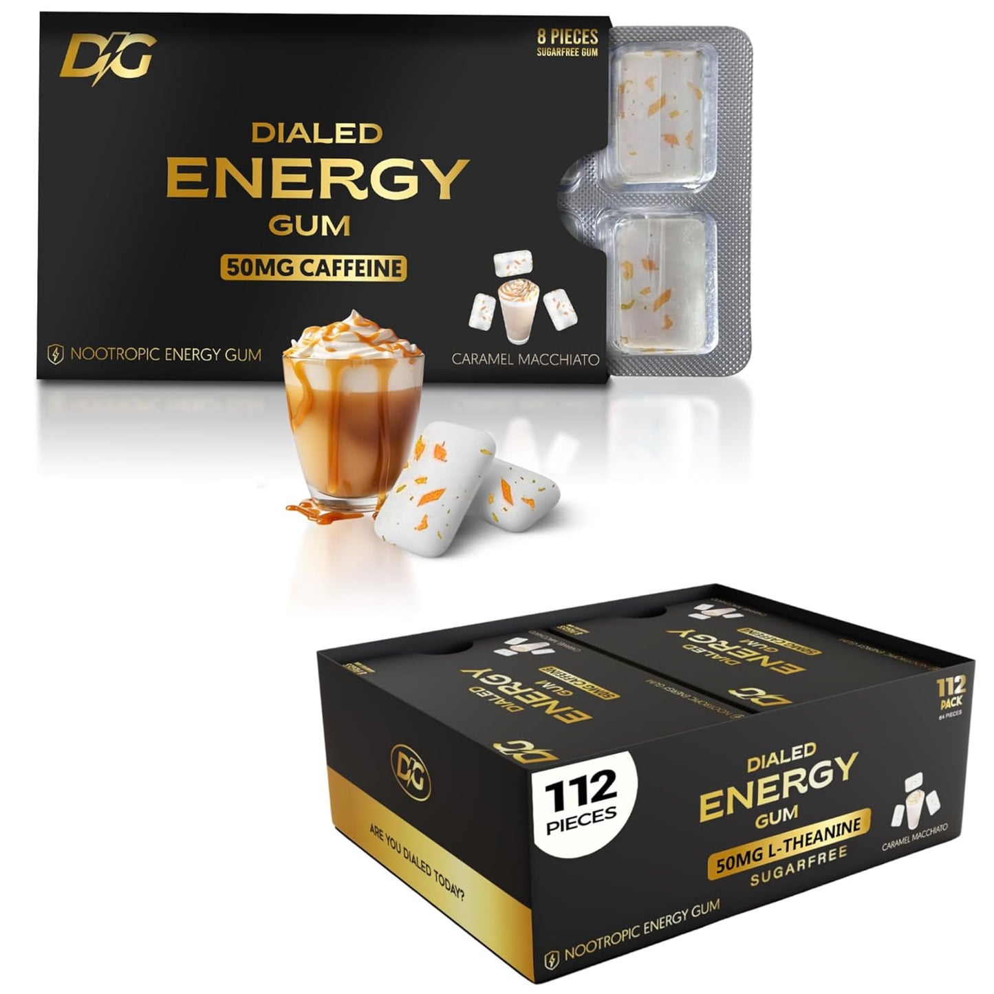 Dialed Energy Caffeine Gum - Sugar Free Focus Supplement