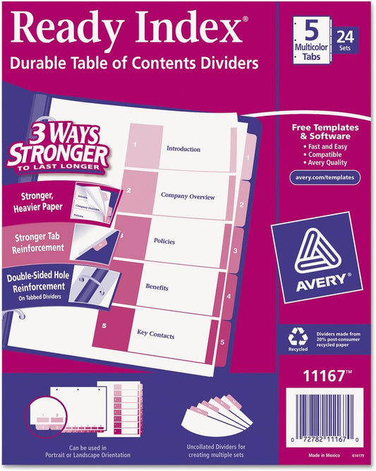 Avery Dividers for 3 Ring Binders with Customizable Tabs