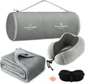 Travel Pillow and Blanket Set Neck Pillow with Sleep Mask - Memory