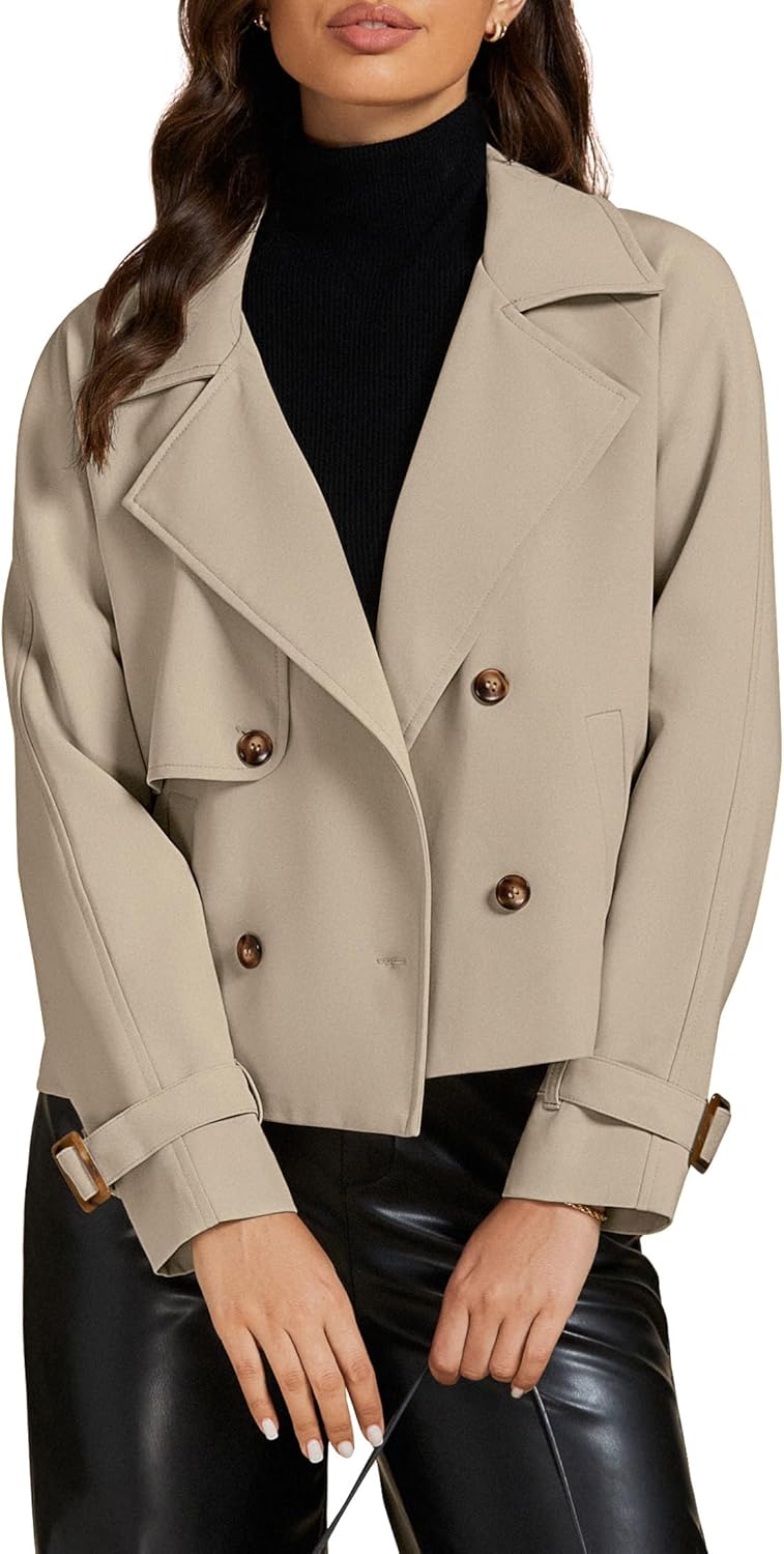 Cropped Trench Coat for Women by luvamia - Stylish & Versatile