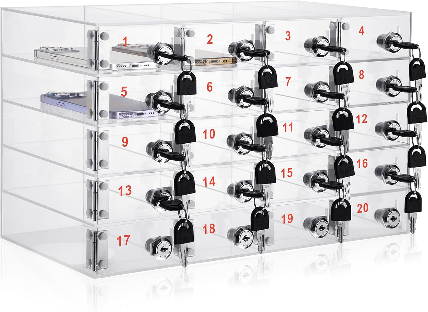 20 Slots Cell Phone Locker Box for Classroom and Office Use