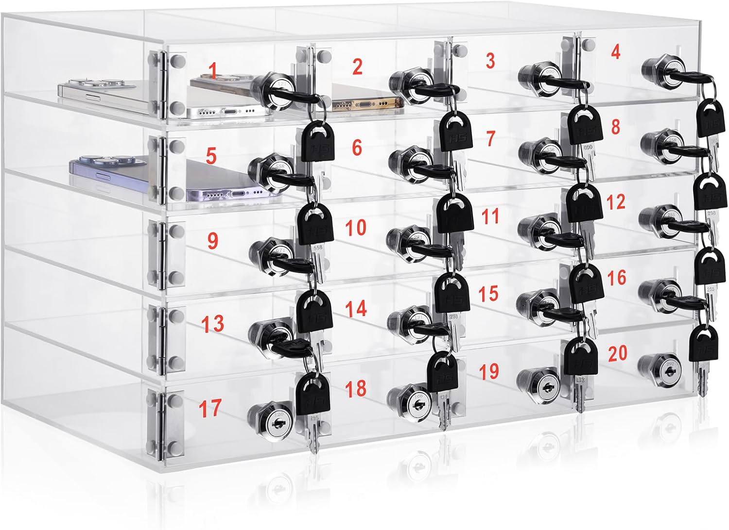 20 Slots Cell Phone Locker Box for Classroom and Office Use