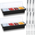 Ice Cooled Garnish Tray Condiment Caddy with Lids - Keeps Foods Fresh