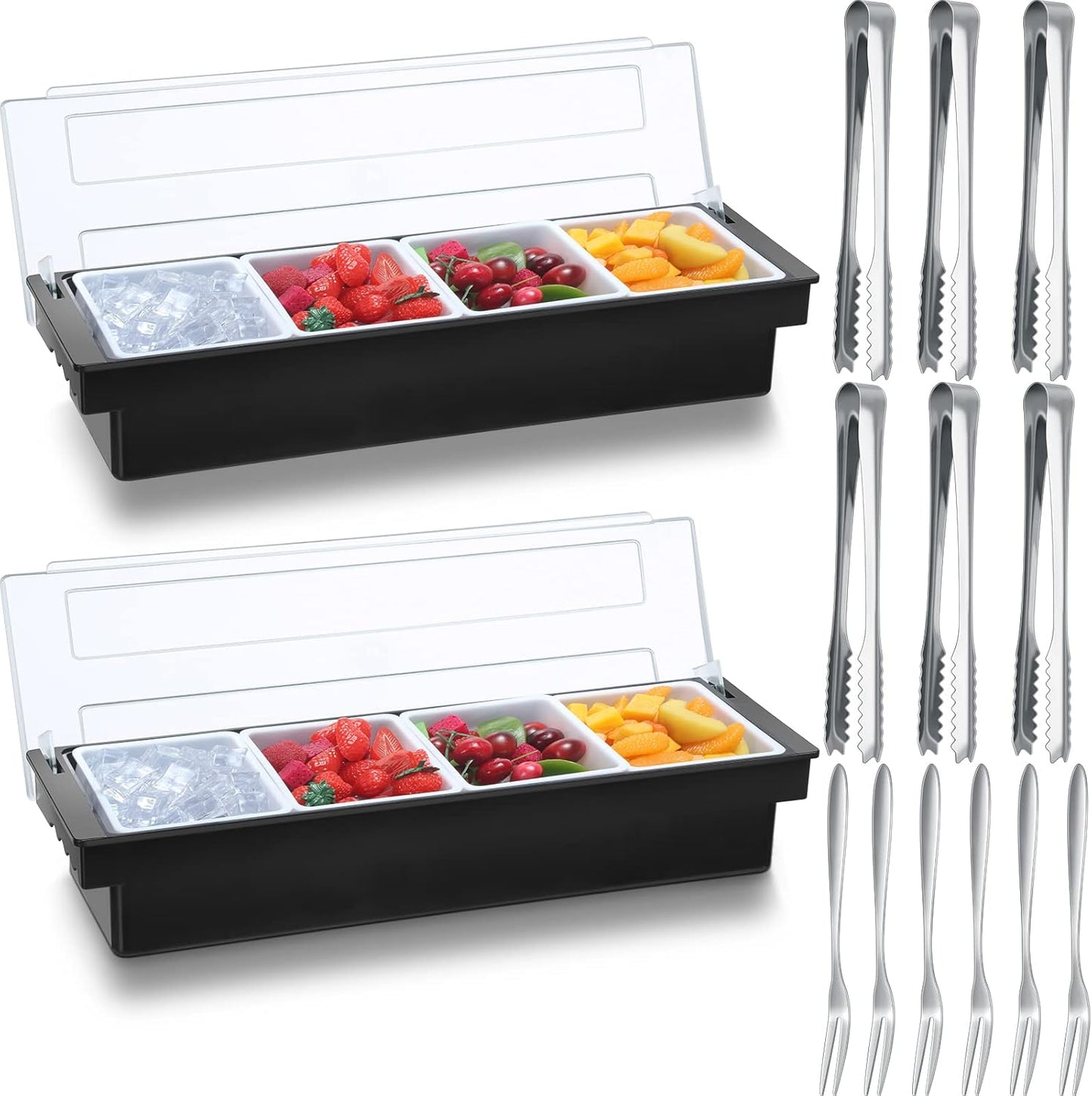 2 Ice Cooled Garnish Tray for Fresh Condiments and Fruits