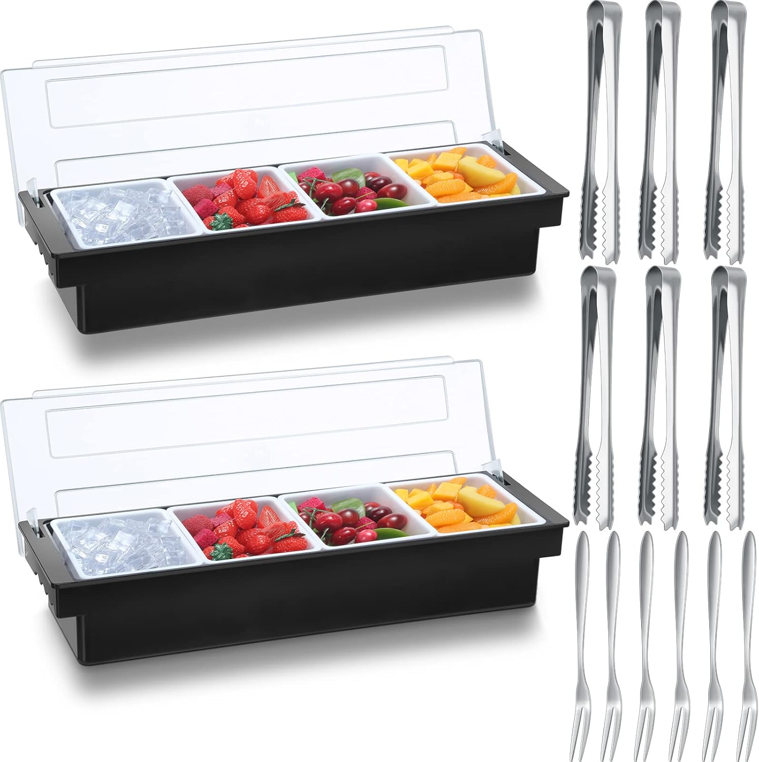 2 Ice Cooled Garnish Tray for Fresh Condiments and Fruits