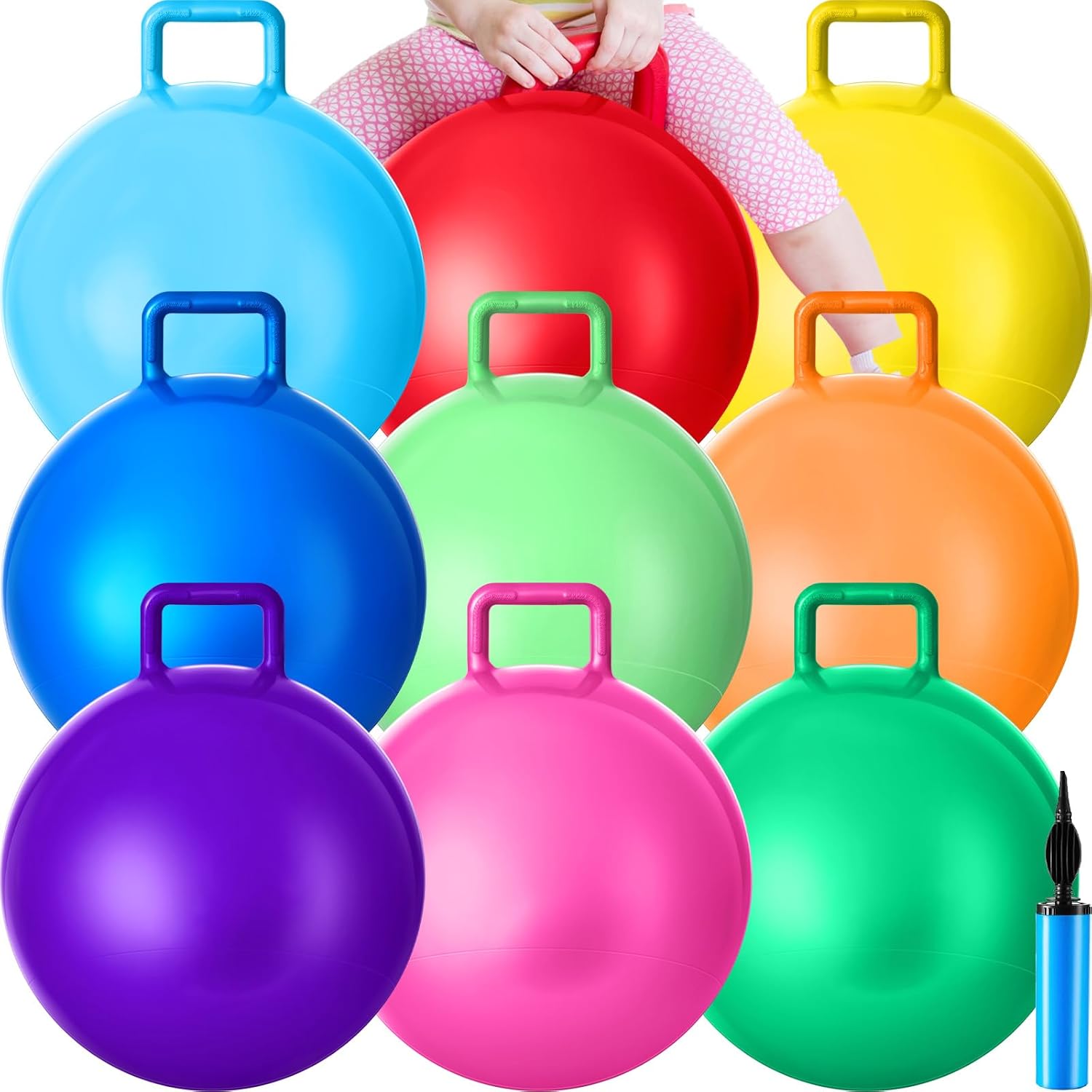 9 Pcs 15 Inch Bouncy Balls with Handles for Outdoor Fun