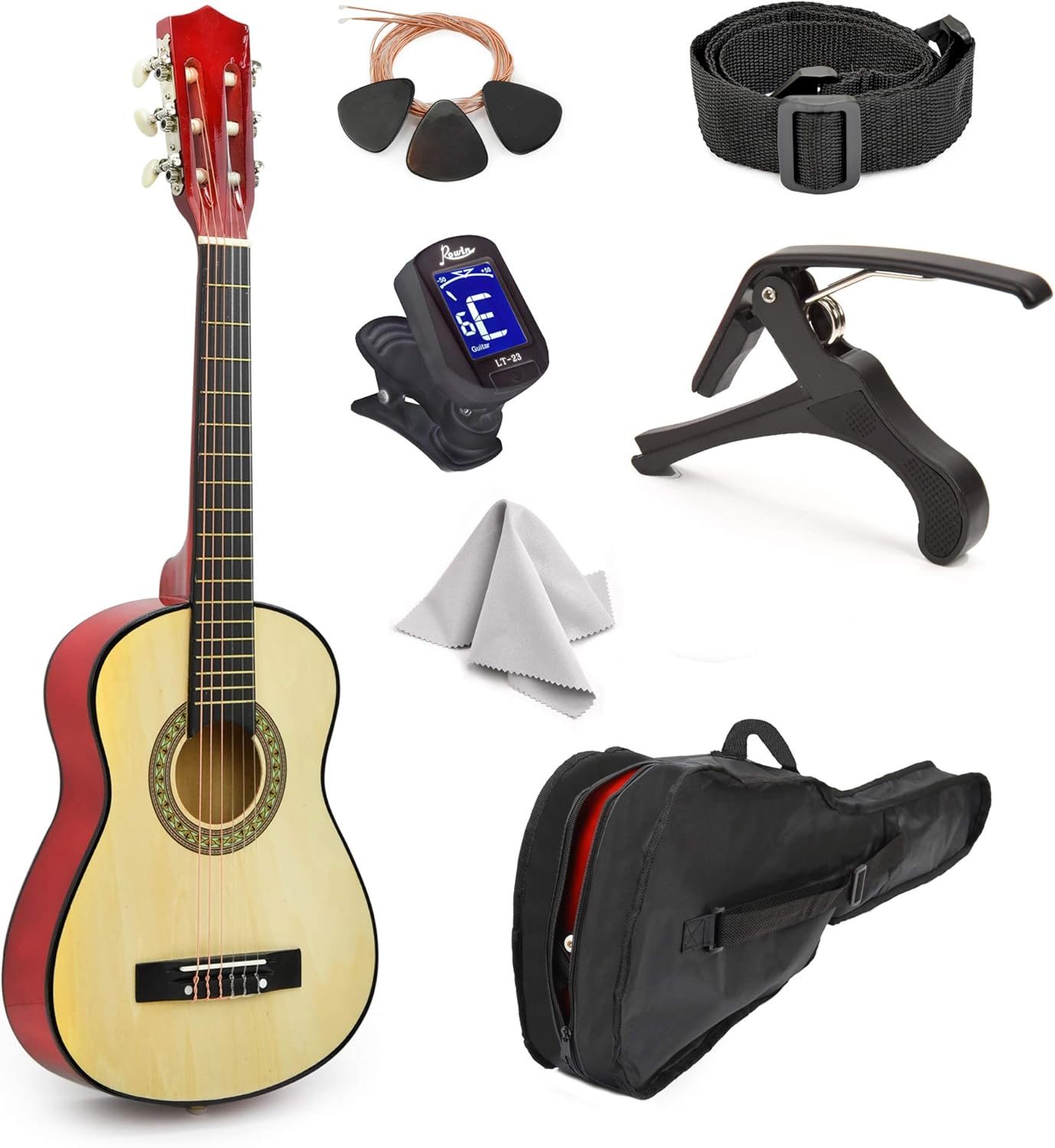 30 Inch Wood Guitar for Kids with Case and Accessories Included