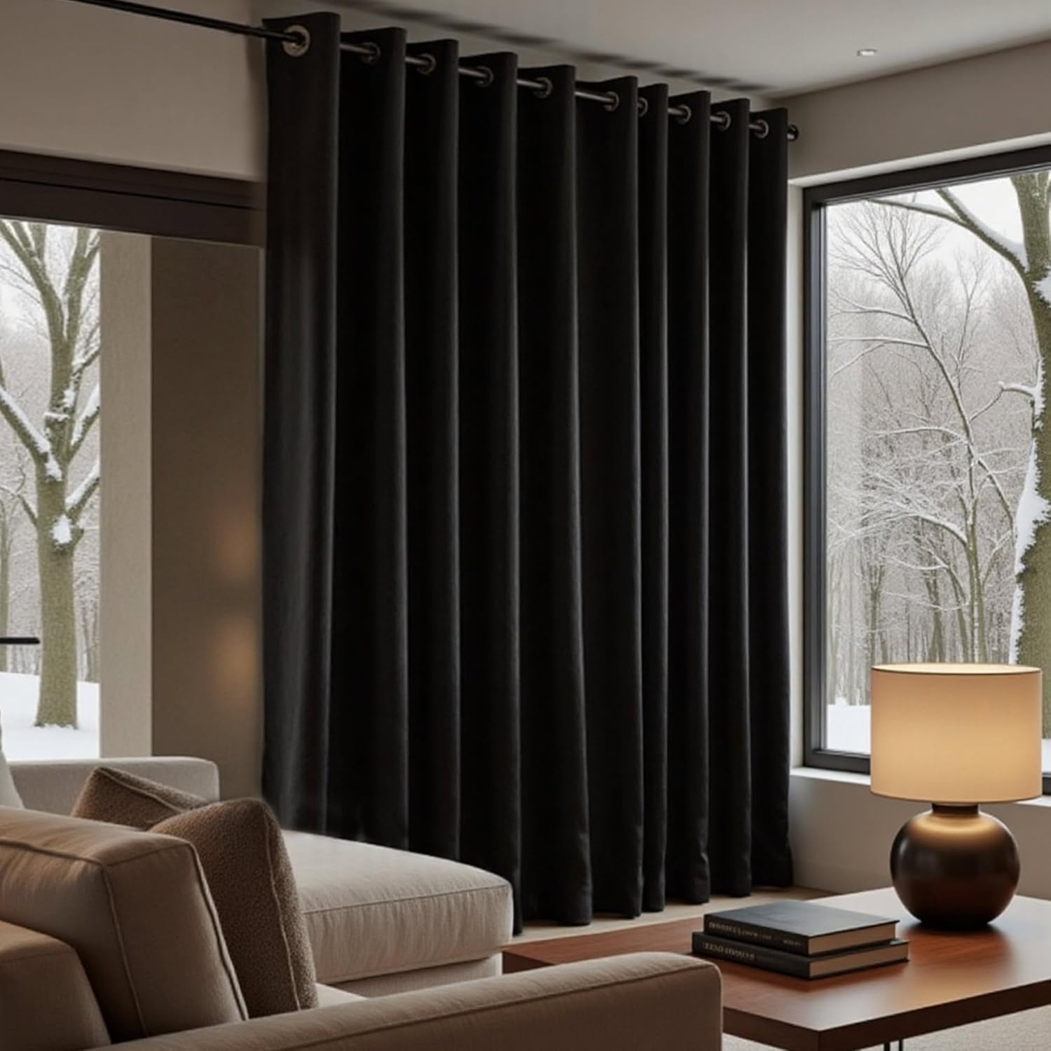 KOUFALL Extra Wide Black Out Curtains 72 x 96 Inch Set