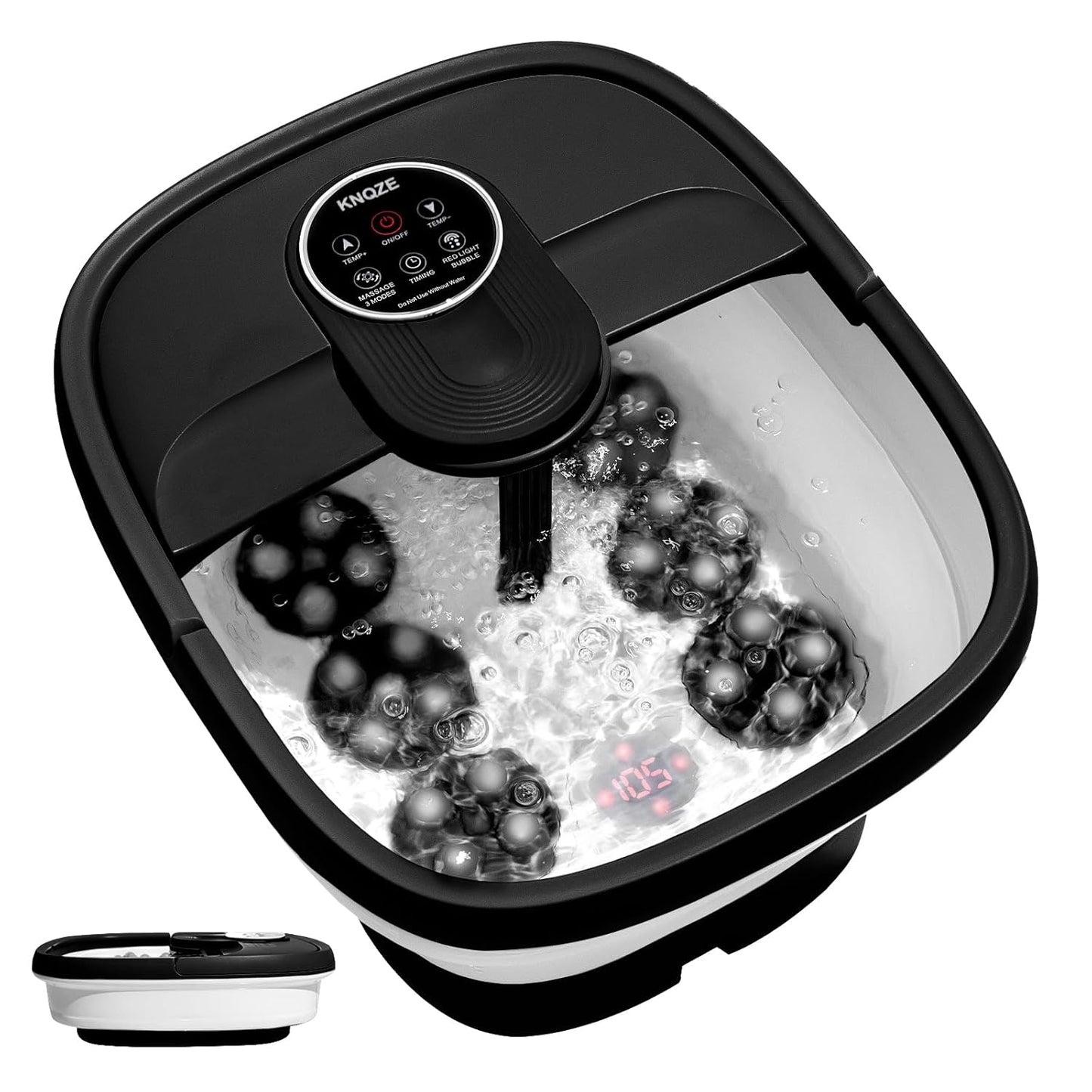 KNQZE Collapsible Foot Spa with Heat and Shiatsu Massage Balls
