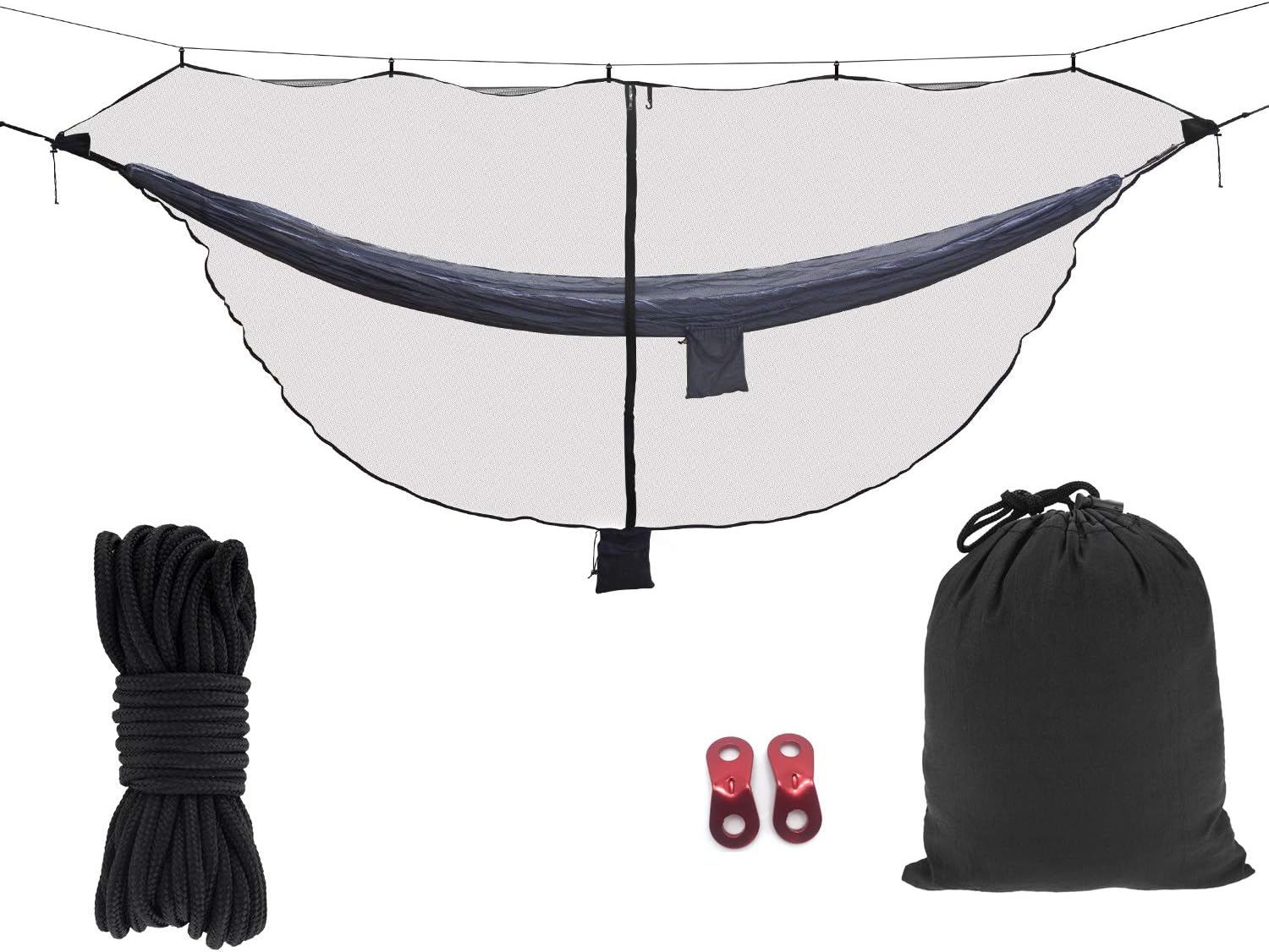Compact 12' Hammock Mosquito Net, Dual Zipper, 2RZ