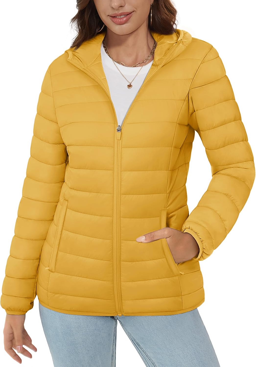 Lightweight Hooded Puffer Jacket for Women - Warm & Stylish