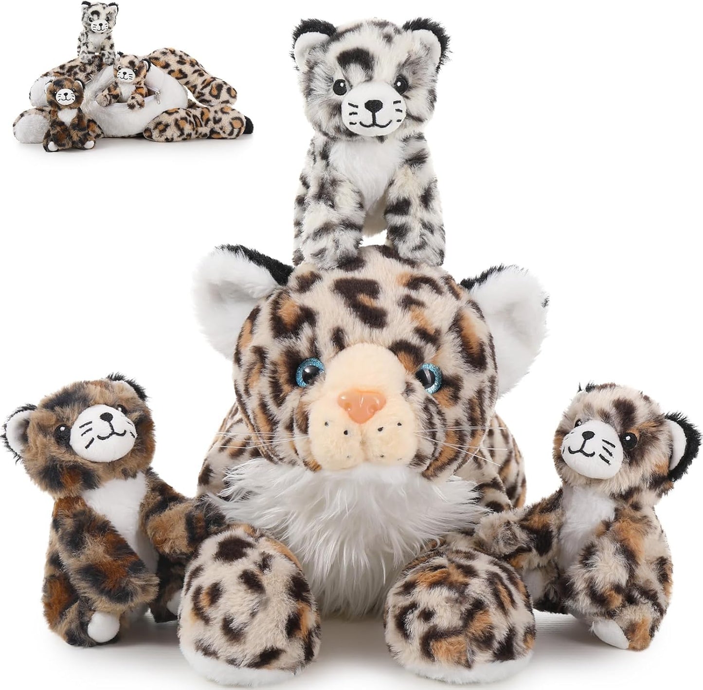 Big Cheetah Stuffed Animals with Babies for Kids' Fun Play
