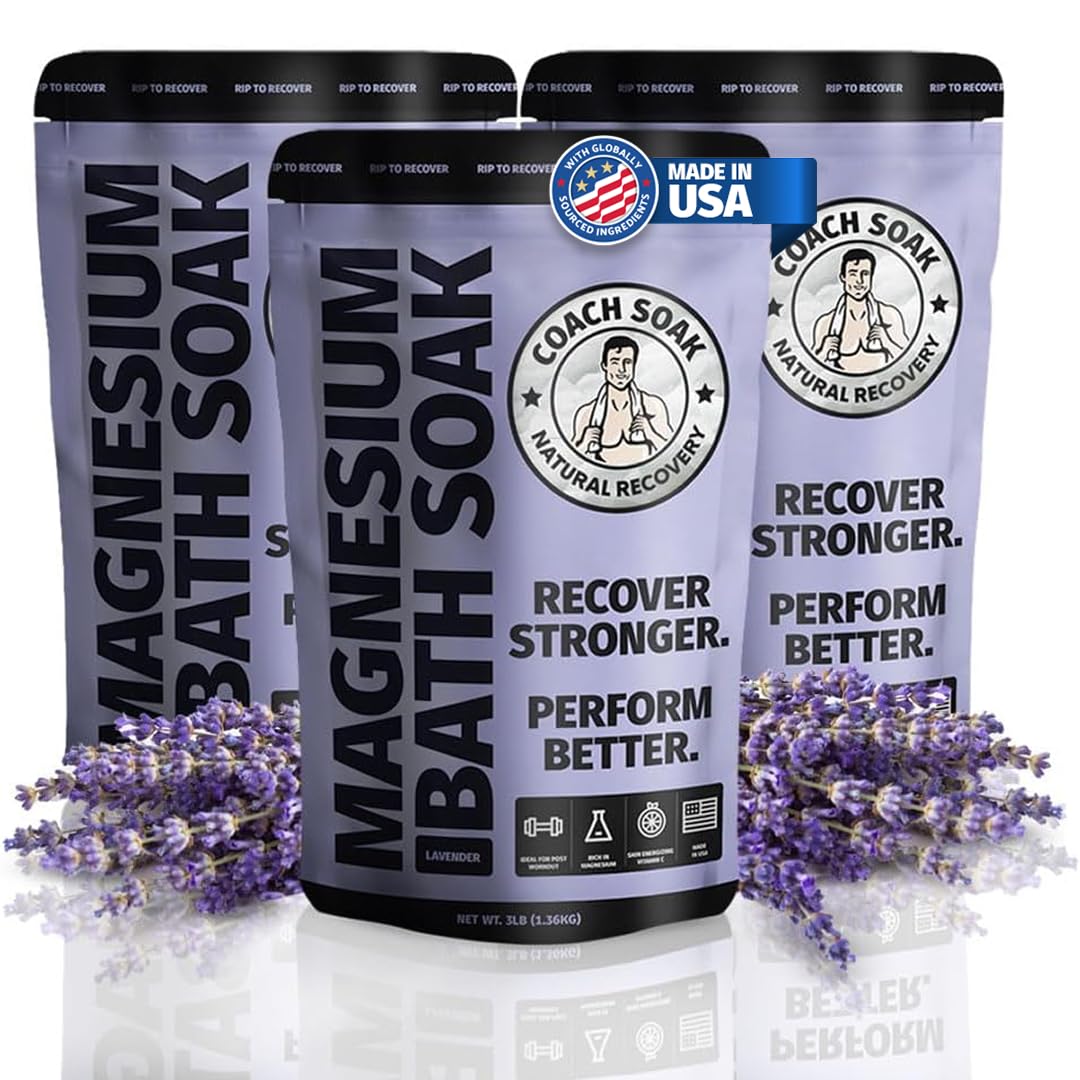 3 Pack Bundle of Coach Soak Lavender Bath Salts for Recovery