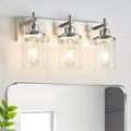 3-Light Brushed Nickel Bathroom Light Fixture Over Mirror - Modern