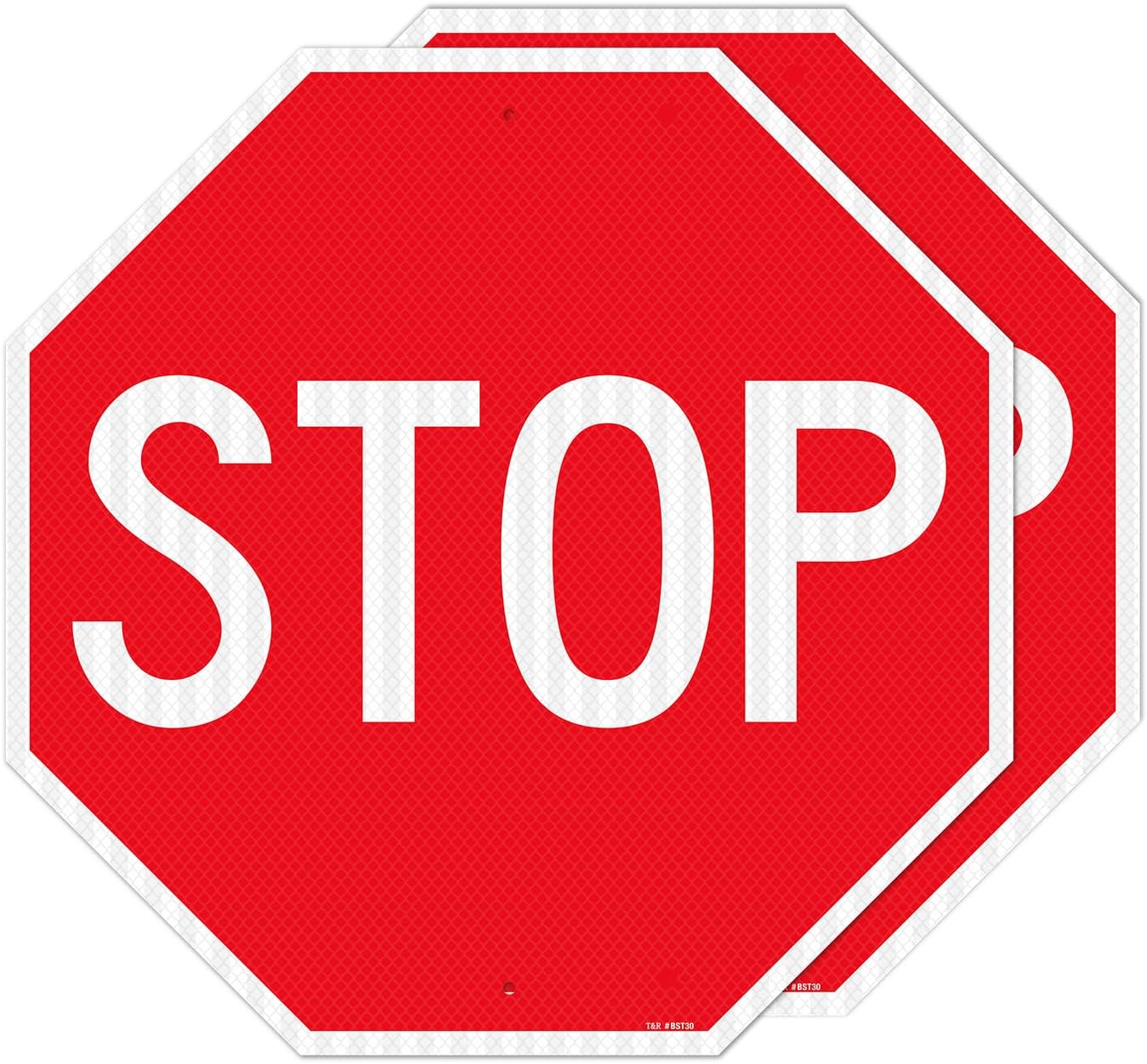 Large Stop Sign 30 x 30 Inches - 2 Pack Engineer Grade Reflective
