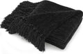 Chenille Throw Blanket 60 x 80 in - Soft Cozy Fringe Throw