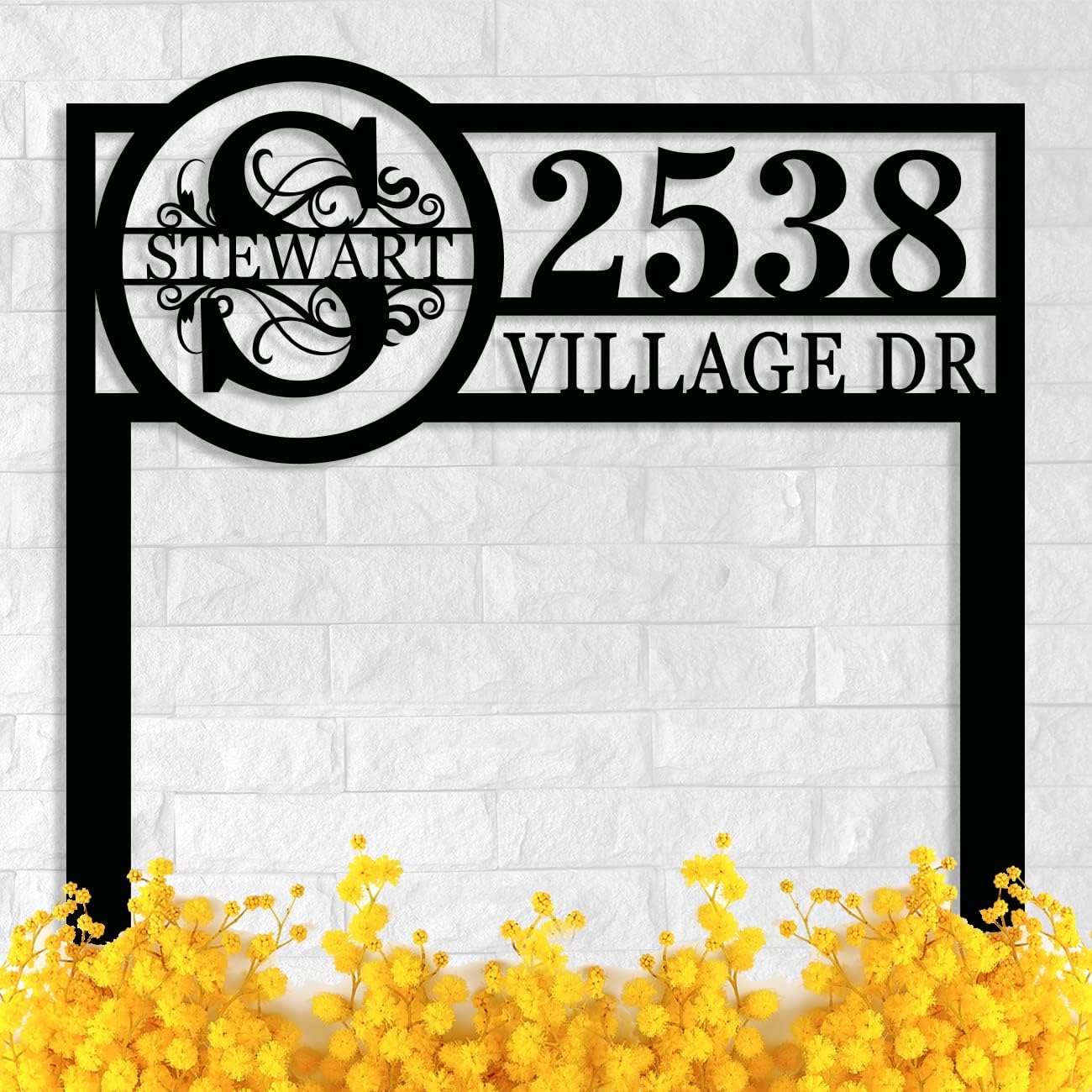 Personalized Address Sign with Stakes for Unique Home Identity