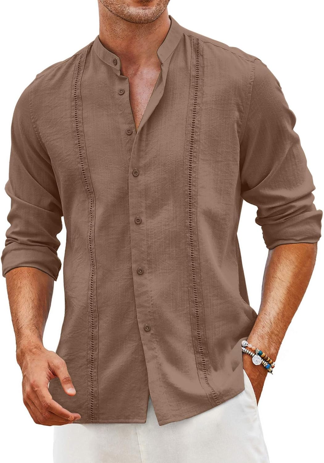 COOFANDY Men's Cuban Guayabera Shirts for Summer Style