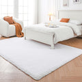 White Shag Area Rug 4x6 ft - Plush Indoor Shaggy Carpet
