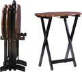 Powell Modern Storage Tray Table Set, Black with Hazelnut Top, Set of 4