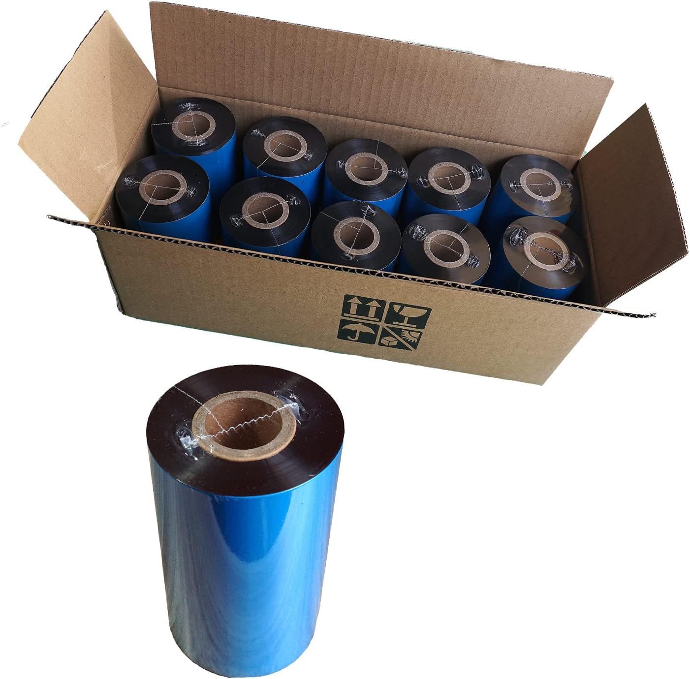 Premium Resin Enhanced Wax Ribbon for Barcode Printers - 10 Rolls
