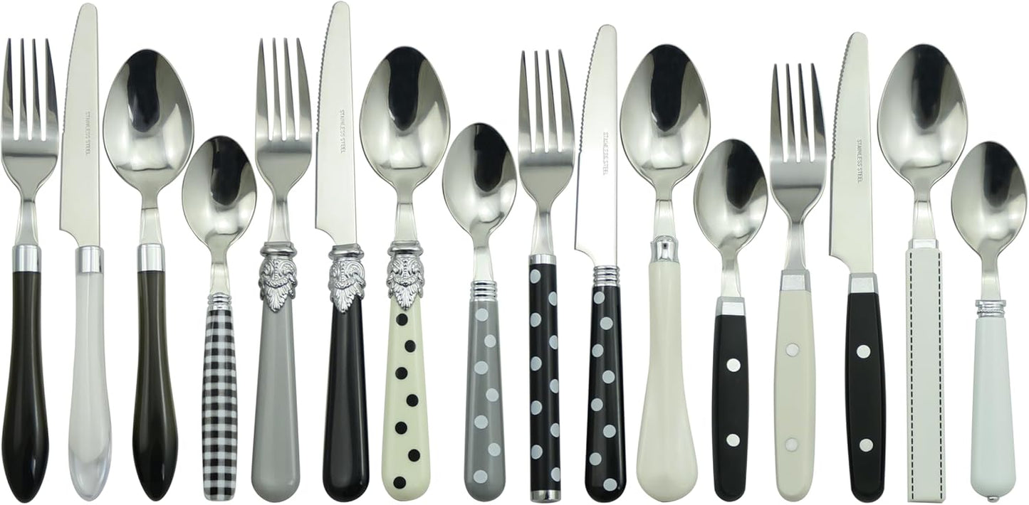 Brink House Eclectic Black & White Stainless Steel Cutlery Set
