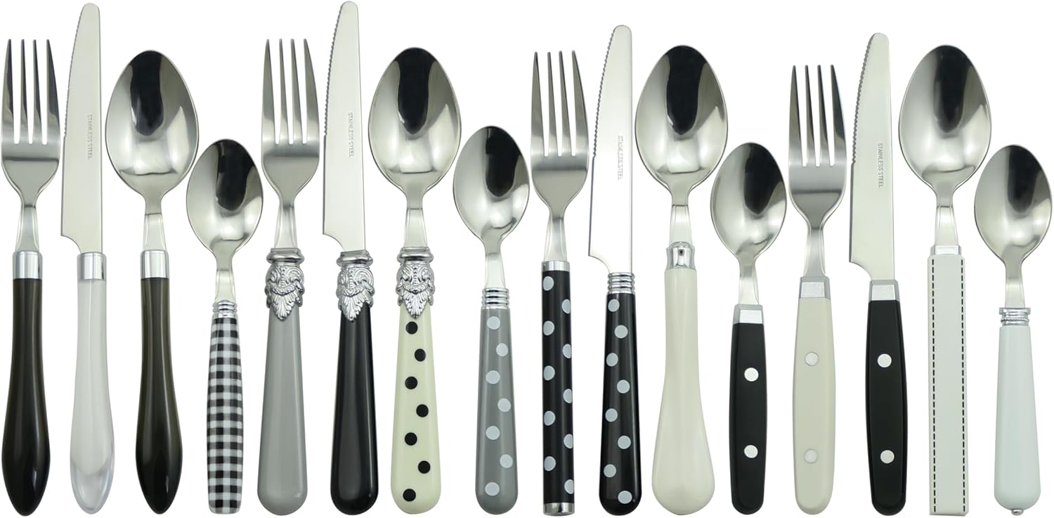 Brink House Eclectic Black & White Stainless Steel Cutlery Set
