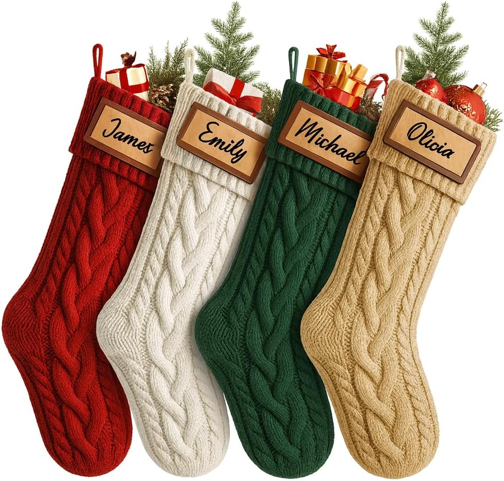 Personalized Christmas Stockings - Luxury 4 Pack for Family