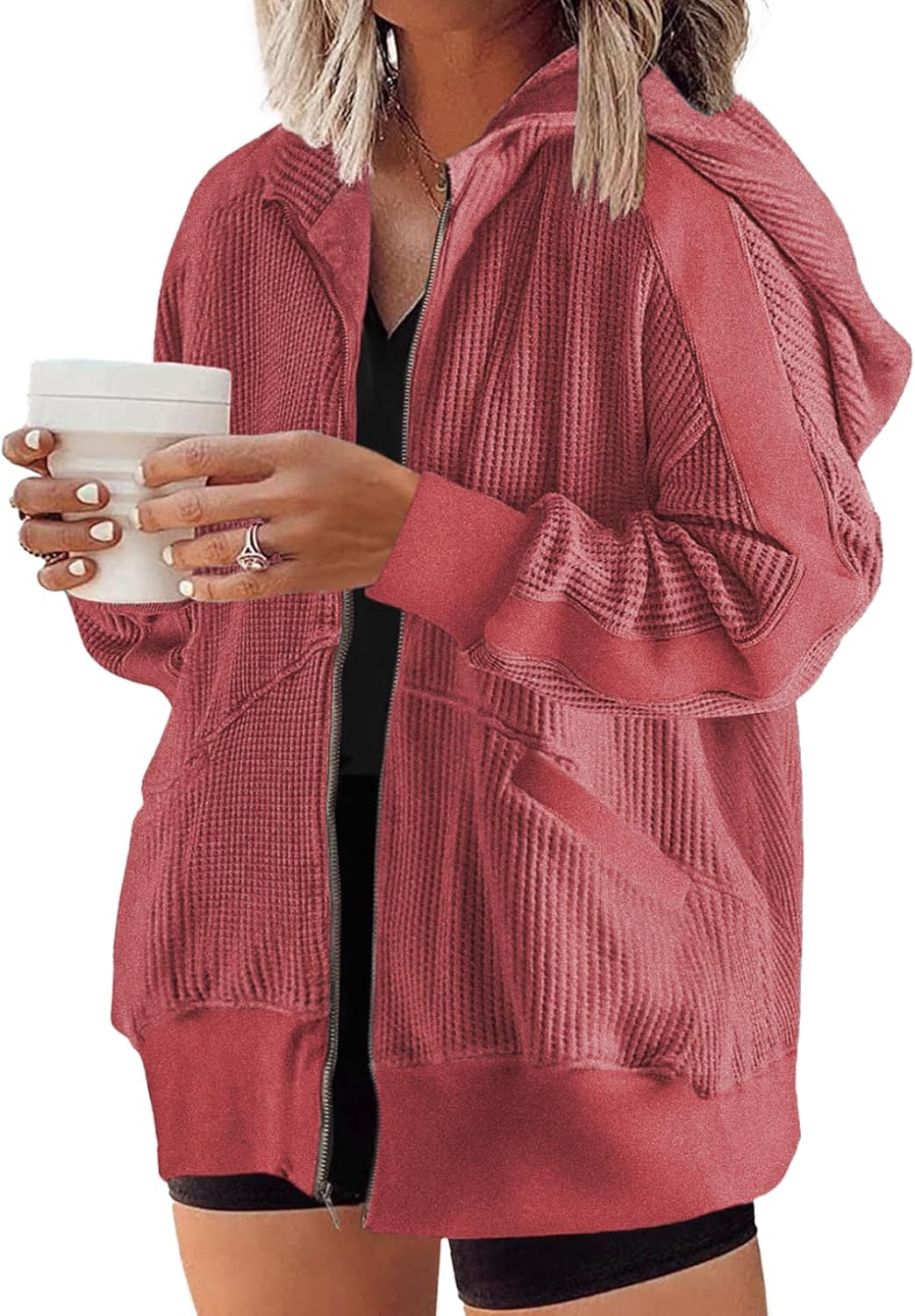 Eytino Womens Plus Size Long Sleeve Zip Up Casual Hoodies