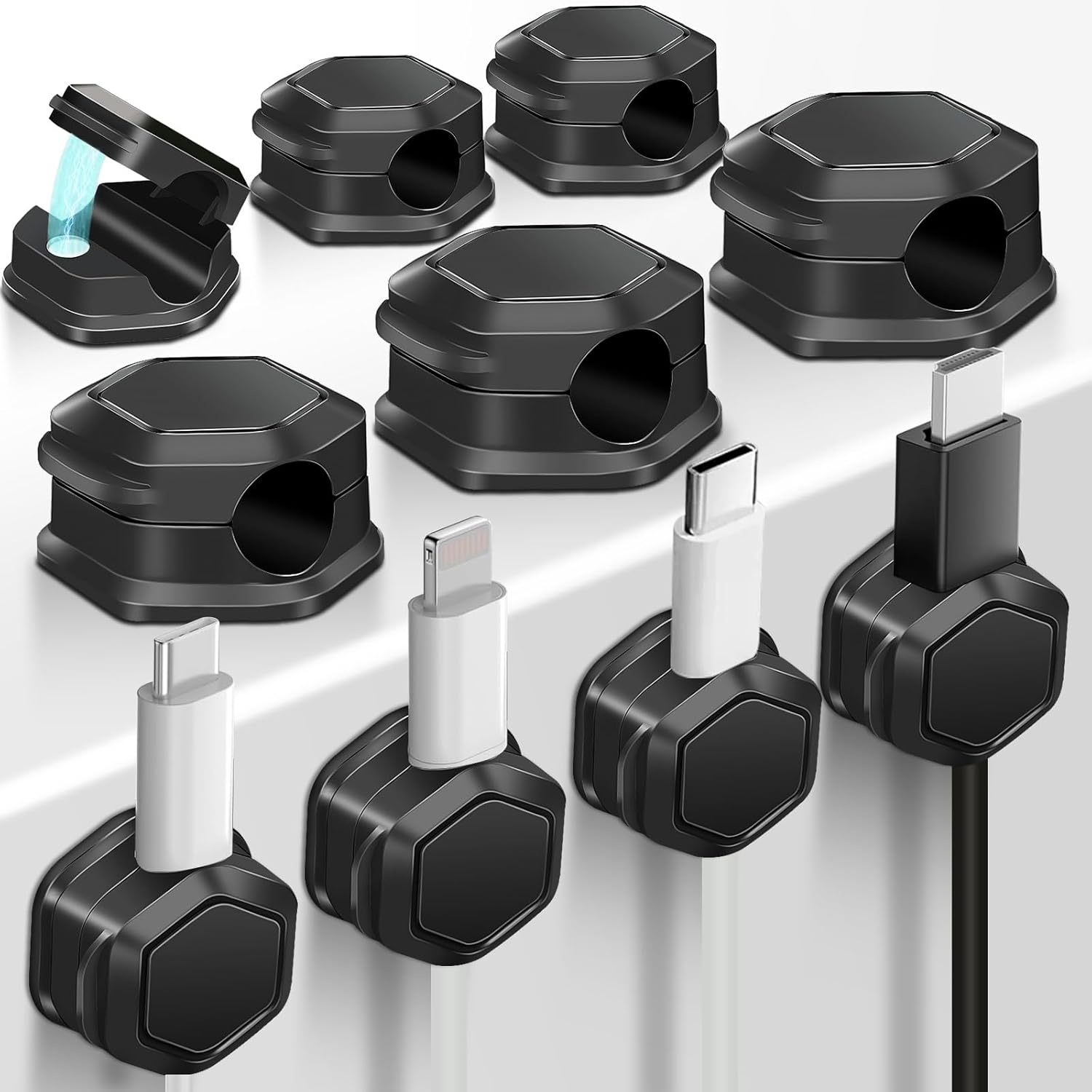 10-Piece Black Cord Organizer Set: Declutter Cables!
