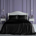 Satin Sheets King Size Black 4 Piece Set - Cooling, Softer Than Silk